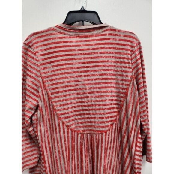 Live And Let Live Womens Cardigan Large Red Gray Striped Tie Dye Open BOHO - Picture 4 of 5